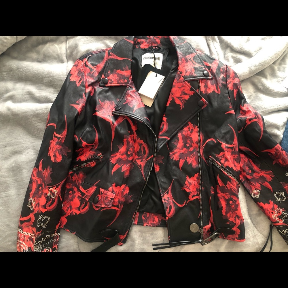 Roberto Cavalli leather bomber jacket